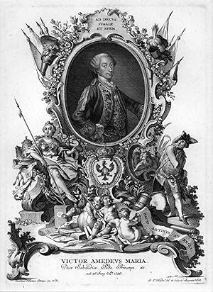 VIKTOR AMADEUS III., König von Sardinien (1726 - 1796). "Victor Amedeus Maria Dux Sabaudiae, Pede...