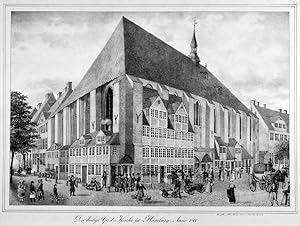 HAMBURG. "Die heilige Geist Kirche in Hamburg Anno 1800". Reich staffagierte Ansicht.