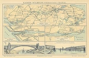 SCHLESWIG-HOLSTEIN. - Nordostseekanal. - Karte. "Kaiser Wilhelm = (Nordostsee) Kanal." Karte der ...
