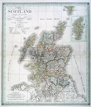 SCHOTTLAND. - Karte. "Scotland", mit Nebenkarte "Shetland Inseln".