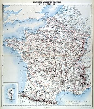 FRANKREICH. - Karte. "France Administrative et Historique." Mit Korsika. Einteilung in Départemen...