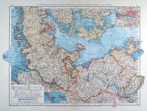 SCHLESWIG-HOLSTEIN. - Mecklenburg. - Karte. "Schleswig-Holstein, Mecklenburg und Freie Städte Ham...