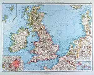 GROSSBRITANNIEN. - Karte. "Übersichtskarte von Grossbritannien und Irland". Mit drei Nebenkarten.