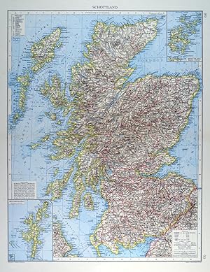 SCHOTTLAND. - Karte. "Schottland". Mit zwei Nebenkarten.