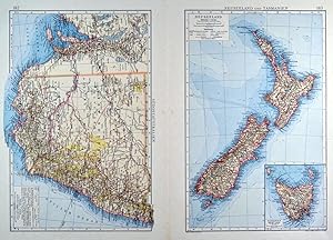 AUSTRALIEN. - Karte. "Südostaustralien" und "Neuseeland", mit Nebenkarte "Tasmanien". Insgesamt d...
