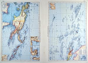 AUSTRALIEN. - Ozeanien. - Karte. "Neuguinea und der Bismarckarchipel". "Die Südseeinseln". Mit fü...