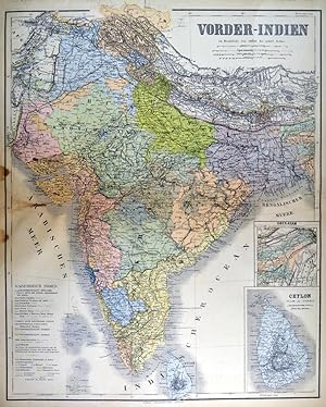 INDIEN. - Karte. "Vorder-Indien. Kaiserreich Indien". Mit Nebenkarten