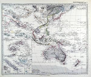 AUSTRALIEN. - Polynesien. - Karte. "Polynesien und D(er) GR(osse) O(zean) (Westliches Blatt)". Mi...