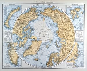 NORDPOL. - Karte. "Karte der Nordpolarregion". Mit vier Nebenkarten.