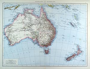 AUSTRALIEN. - Karte. "Australien und Neuseeland". Gesamtkarte, im Nordosten die Neu-Hebriden.