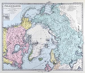 NORDPOL. - Karte. "Polar-Karte enthaltend: die Länder u. Meere vom Nord-Pol bis 50° N.Br. u. weit...