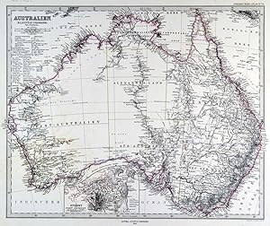 AUSTRALIEN. - Karte. "Australien". Gesamtkarte, mit Nebenkarte "Sidney und Port Jackson".