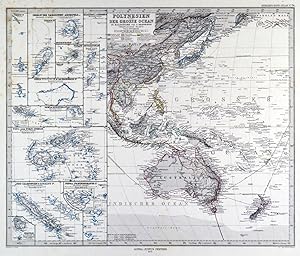 AUSTRALIEN. - Ozeanien. - Karte. "Polynesien und Der Grosse Ozean Westliches Blatt" und "Östliche...