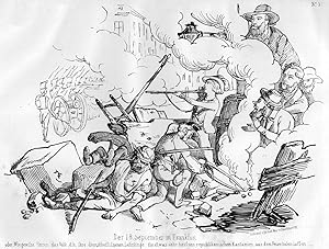 REVOLUTION 1848. - Karikatur. - Frankfurt 18. September. "Der 18. September in Frankfurt oder: Wi...