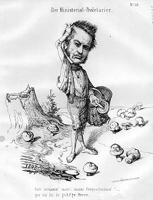 REVOLUTION 1848. - Karikatur. - Dahlmann. "Der Ministerial-Proletarier." Dahlmann als Pilzsammler...