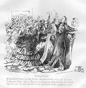 REVOLUTION 1848. - Karikatur. - Felix von Lichnowsky. "Sturmpetition". Nach der Räumung der Galer...