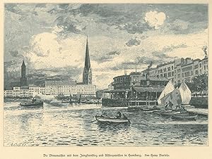 HAMBURG. Binnenalster mit Jungfernstieg und Alsterpavillon.