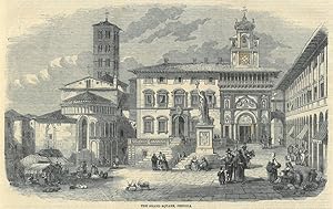 PERUGIA. Marktplatz mit Kirche und Marktleben.