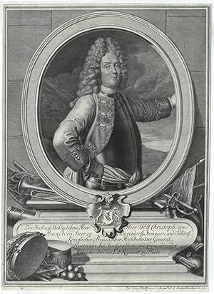 HACKEBORN, Wolf Christoph von (1661 - 1719). Halbfigur nach halbrechts im Oval des preußischen Ge...