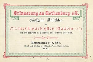 ROTHENBURG/o.d. Tauber. - Erinnerung an Rothenburg o.T. Fünfzehn Ansichten der merkwürdigsten Bau...