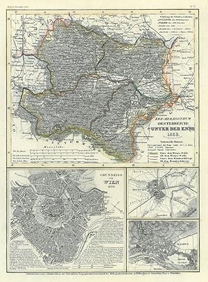 Österreich unter der Enns Niederösterreich Weinviertel LANDKARTE 1889 