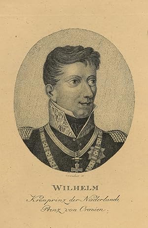 WILHELM II., König der Niederlande (1792 - 1849). Brustbild nach halbrechts im Oval des späteren ...