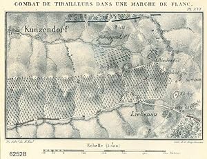 KUNZENDORF/bei Liegnitz. Schlachtenplan. Zeigt das Gebiet zwischen Liebenau und Kunzendorf.