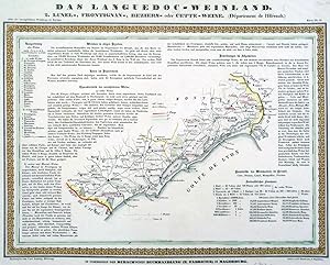 WEIN. - Languedoc. "Das Languedoc-Weinland 2". Karte des Dept. l'Herault mit den Lunel-, Frontign...