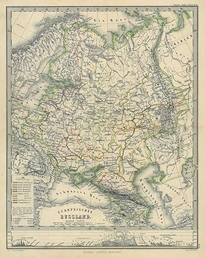 RUSSLAND. - Karte. "Europäisches Russland". Gesamtkarte mit Höhenprofil am Unterrand.