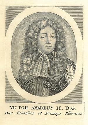 VIKTOR AMADEUS II., König von Sardinien (1666 - 1732). Brustbild nach viertelrechts im Oval als H...