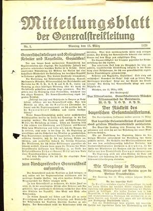 Mitteilungsblatt der Generalstrikleitung. Nr. 1. Montag den 15. März 1920.