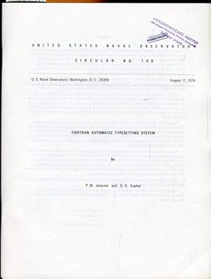 Seller image for FORTRAN AUTOMATIC TYPESETTING SYSTEM for sale by Antiquariat am Flughafen