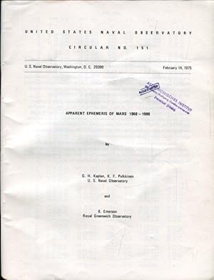 Imagen del vendedor de APPARENT EPHEMERIS OF MARS 1960 - 1980 a la venta por Antiquariat am Flughafen