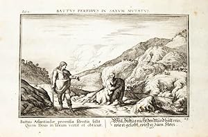 Bild des Verkufers fr Kupferstich von Johann Wilhelm Baur aus dem "Ovidii theatrum". Battus perfidus in saxum mutatus. " zum Verkauf von Antiquariat Thomas Rezek