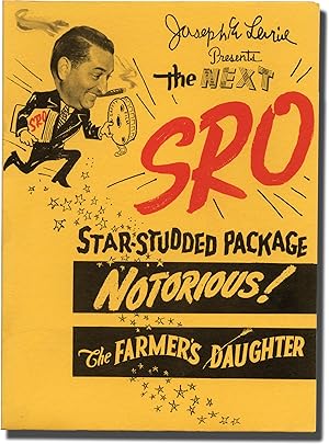 Image du vendeur pour Original promotional folder for a "package" of Notorious (1946) and The Farmer's Daughter (1947) mis en vente par Royal Books, Inc., ABAA