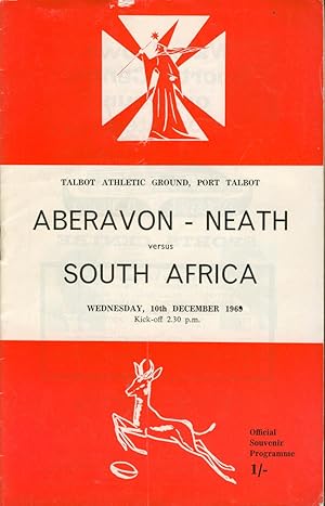 Immagine del venditore per ABERAVON-NEATH V SOUTH AFRICA 1969-70 RUGBY PROGRAMME venduto da Sportspages