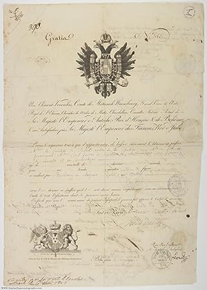 Large Passport Signed 'Metternich' as Austrian Ambassador to France, (Prince Klemens, 1773-1859, ...