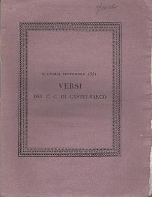 Immagine del venditore per L'undici settembre 1831: versi. venduto da Studio Bibliografico Adige