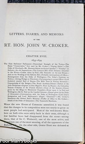 THE CROKER PAPERS THE CORRESPONDENCE AND DIARIES OF THE LATE RIGHT HONOURABLE JOHN WILSON CROKER ...