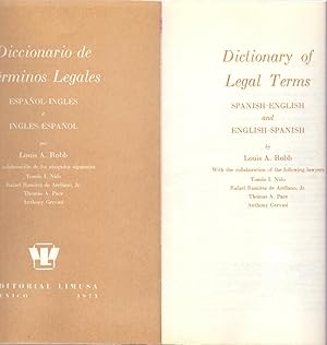Image du vendeur pour DICTIONARY OF LEGAL TERMS - DICCIONARIO DE TERMINOS LEGALES / ESPAOL-INGLES - INGLES ESPAOL- SPANISH-ENGLESH - ENGLISH-SPANISH mis en vente par Libreria 7 Soles
