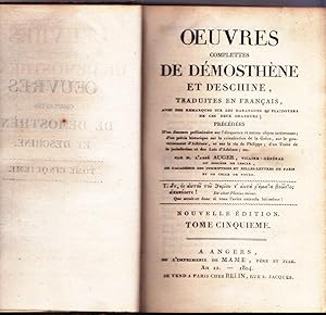 Oeuvres complettes de Démosthène et d'Eschine. Tome cinquième.