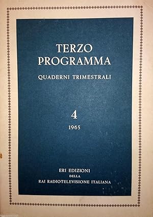 TERZO PROGRAMMA QUADERNI TRIMESTRALI 4 1965