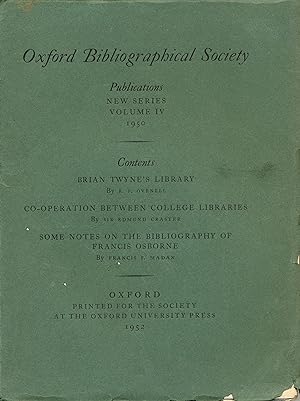 Oxford Bibliographical Society Publications New Series Vol IV 1950