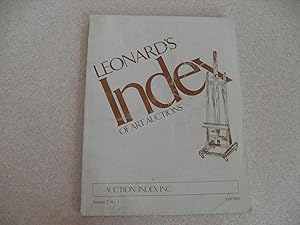 Seller image for Leonard's Index of Art Auctions: Volume 2, Number1, Fall 1981 for sale by Jennifer Duncan