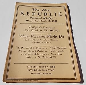 Imagen del vendedor de The New Republic (Wednesday, March 11, 1931, No. 849) (Magazine) a la venta por Bloomsbury Books