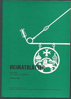 Imagen del vendedor de Heimatbltter fr den sd-westlichen Harzrand. Heft 24 / 1968. a la venta por Antiquariat Carl Wegner