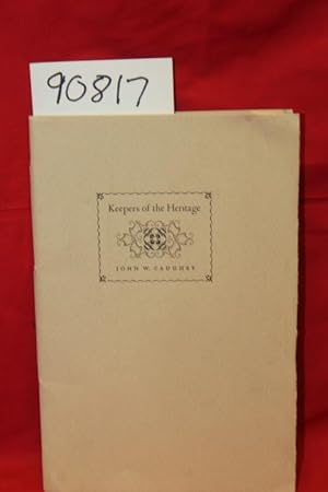 Imagen del vendedor de Keepers of the Heritage the Edith M. Coulter Lecture a la venta por Princeton Antiques Bookshop