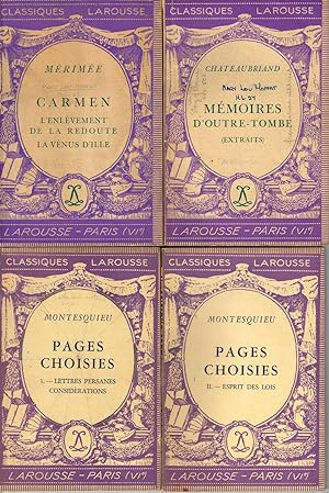 Seller image for CLASSIQUES LAROUSSE VI Editions: CARMEN: L'ENLEVEMENT - MEMOIRES: D'OUTRE-TOMBE - PAGES CHOISIES I. & II. for sale by SUNSET BOOKS