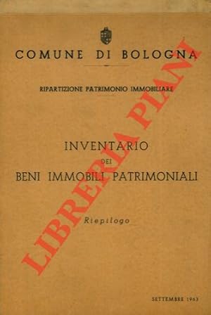 Bild des Verkufers fr Inventario dei beni immobili patrimoniali. Riepilogo. zum Verkauf von Libreria Piani