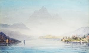 Image du vendeur pour Lake of Lucerne. Original watercolour. mis en vente par Harteveld Rare Books Ltd.